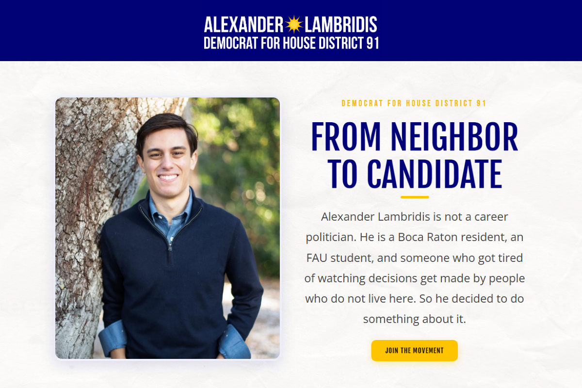 Lambridis for Florida — congressional campaign website built by Minick Studio
